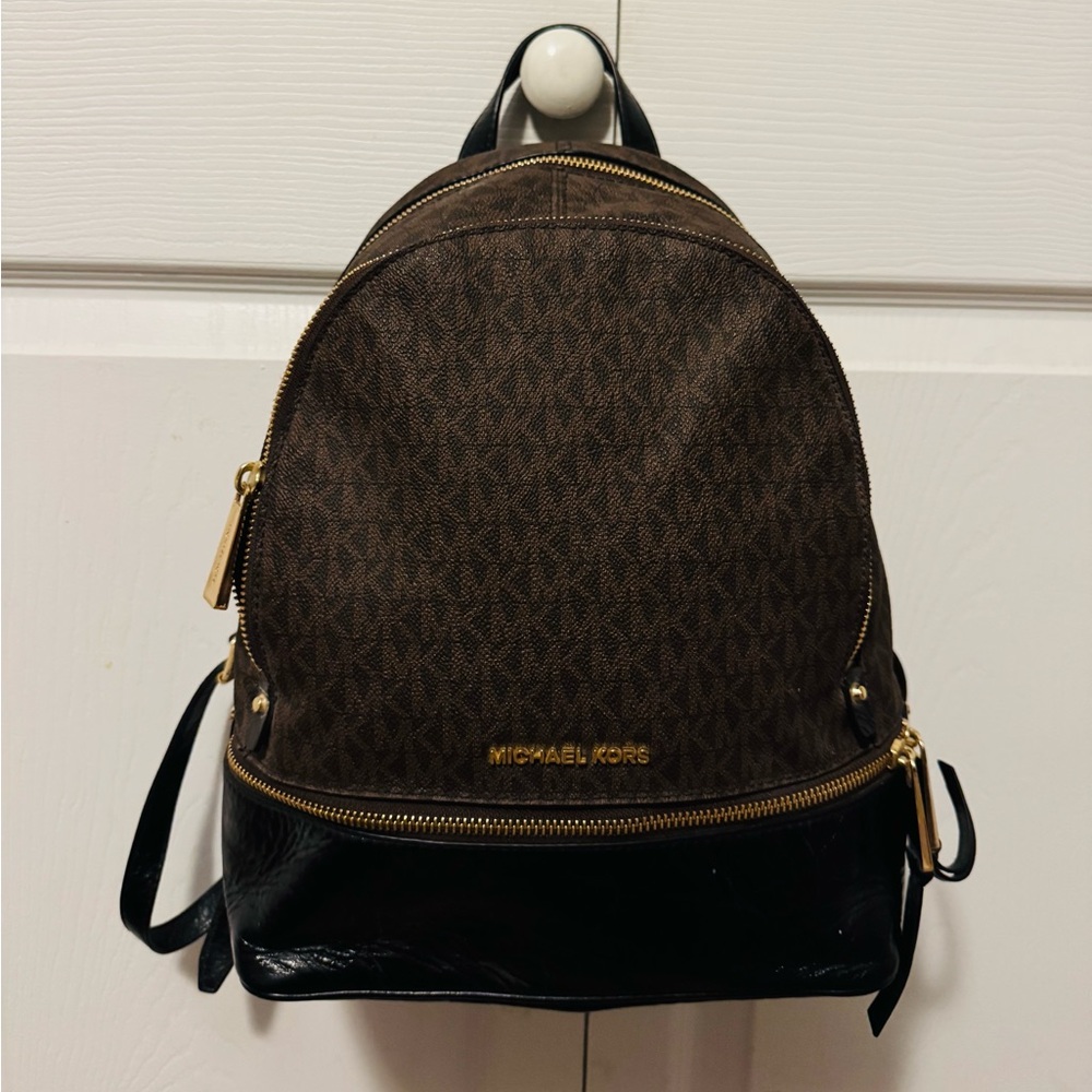 Michael Kors Dark Brown and Black Backpack